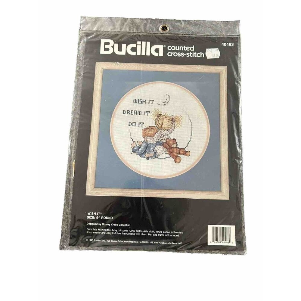Vintage 1990 Bucilla ‘Wish It Dream It Do It’ cross stitch kit #40463 Crafting